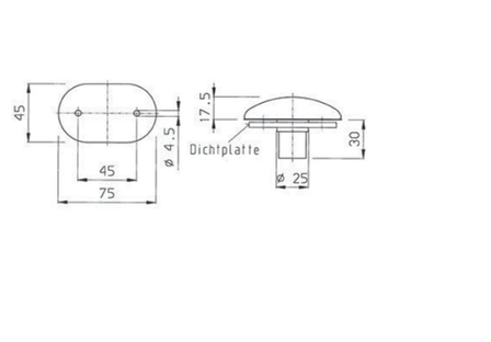 Zijlicht  inbouw Jokon (ROOD) 75x45mm.