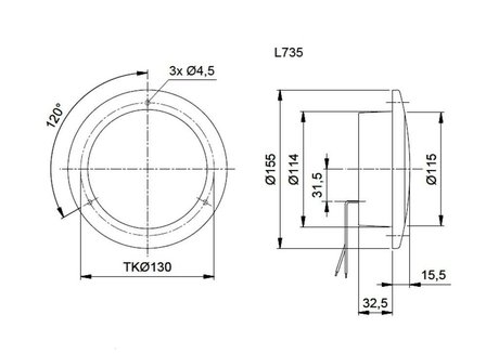 Achteruitrijlicht met reflector LED S735