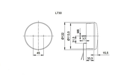 Achteruitrijlicht LED rond S730