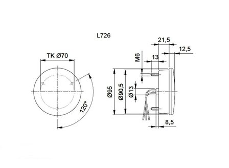 Mistachterlicht LED rond wit glas