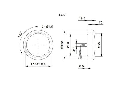 Rem- achterlicht LED met chrome rand