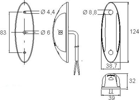 Zijmarkering wit/ rood wit  frame LED