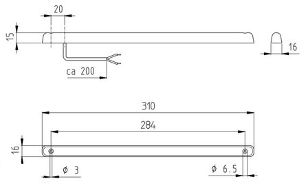 Derde remlicht rood glas LED