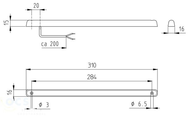 Derde remlicht wit glas LED