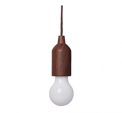 Retro lamp hout motief met koord 90cm